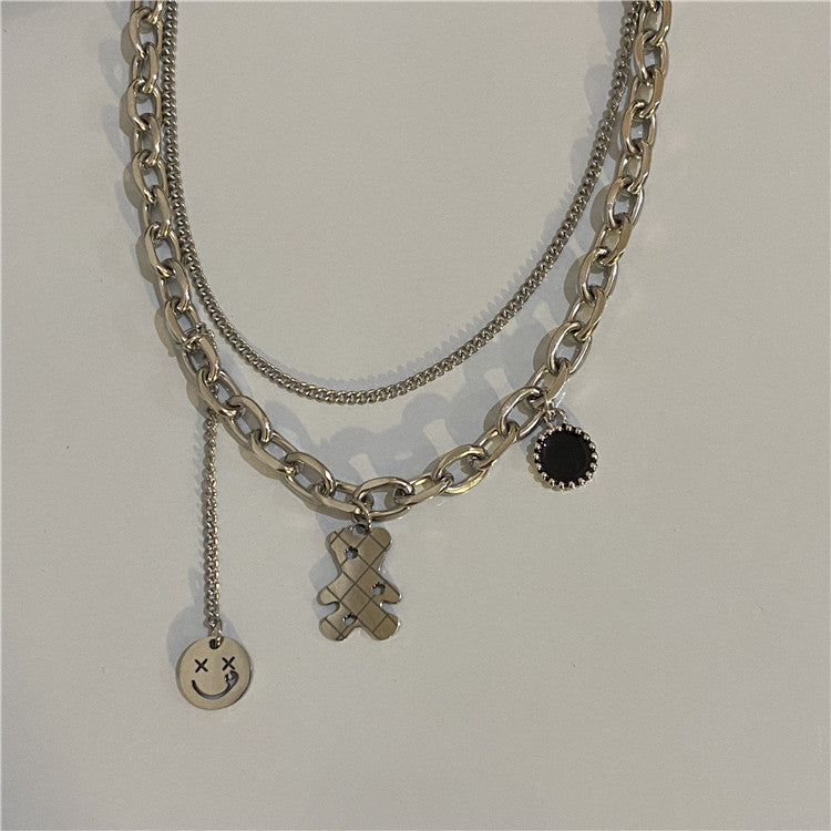 Wholesale Titanium Steel Cute Bear Necklaces
